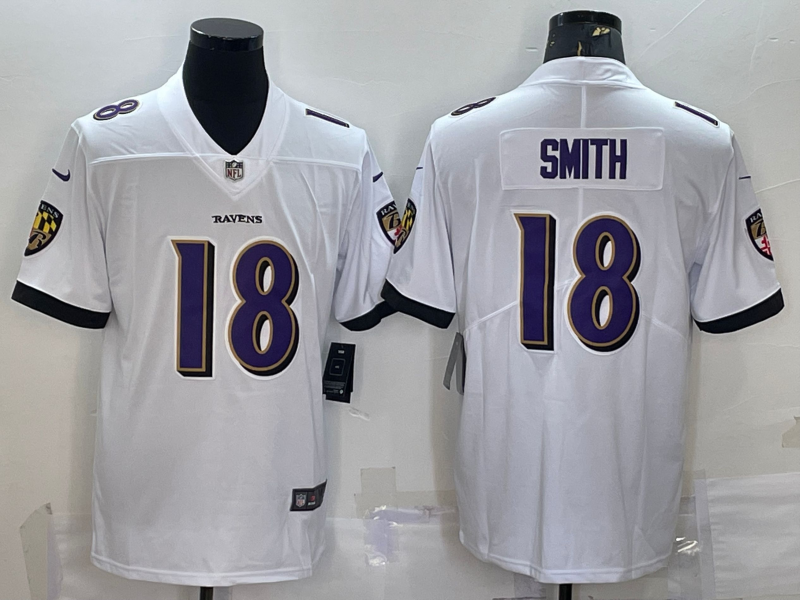 Men's Baltimore Ravens #18 Roquan Smith White Vapor Untouchable Limited Stitched Jersey Men's Baltimore Ravens #18 Roquan Smith White Vapor Untouchable Limited Stitched Jersey